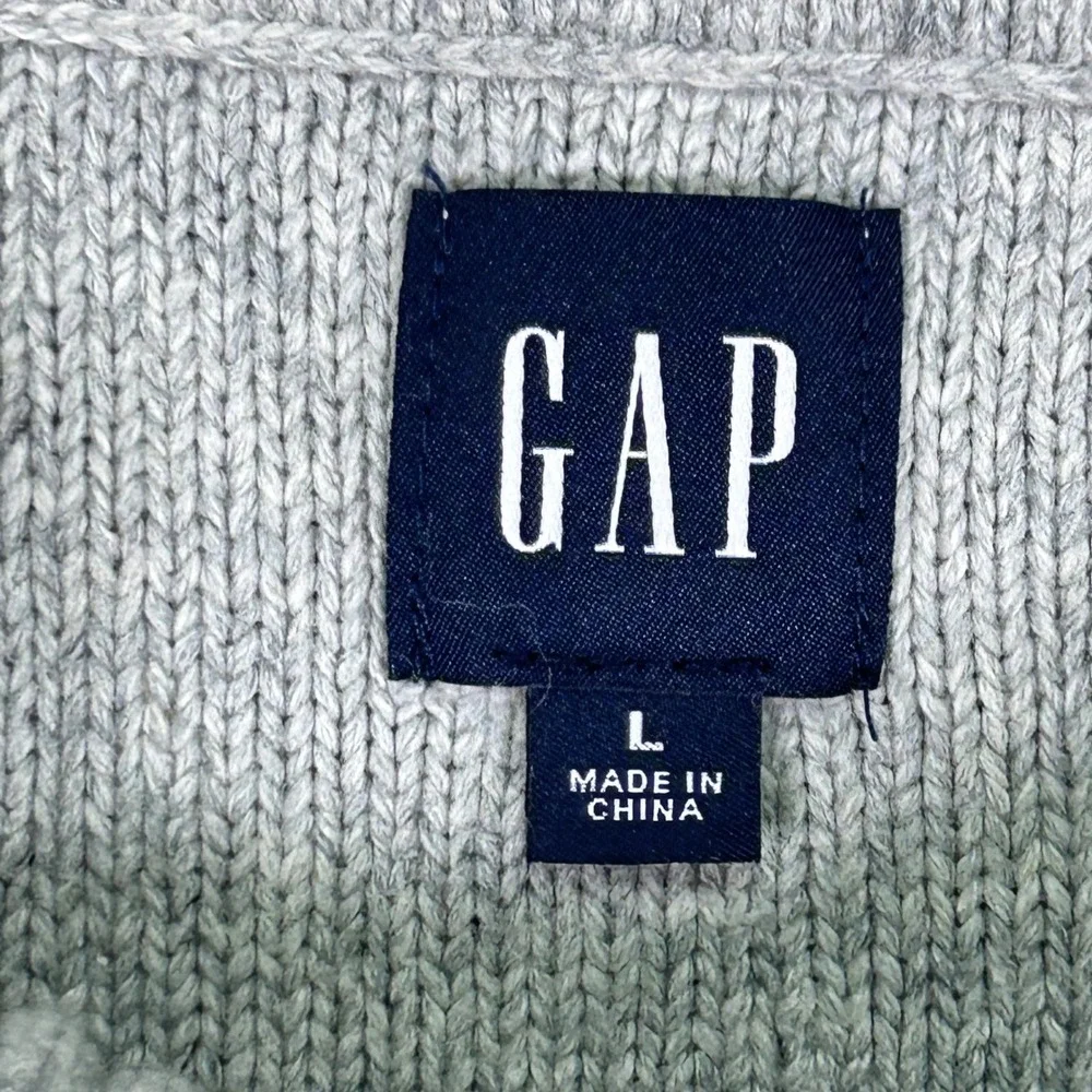 GAP Cable Knit Mock Neck‎ Sweater Pullover Gray Cotton Blend Womens Large